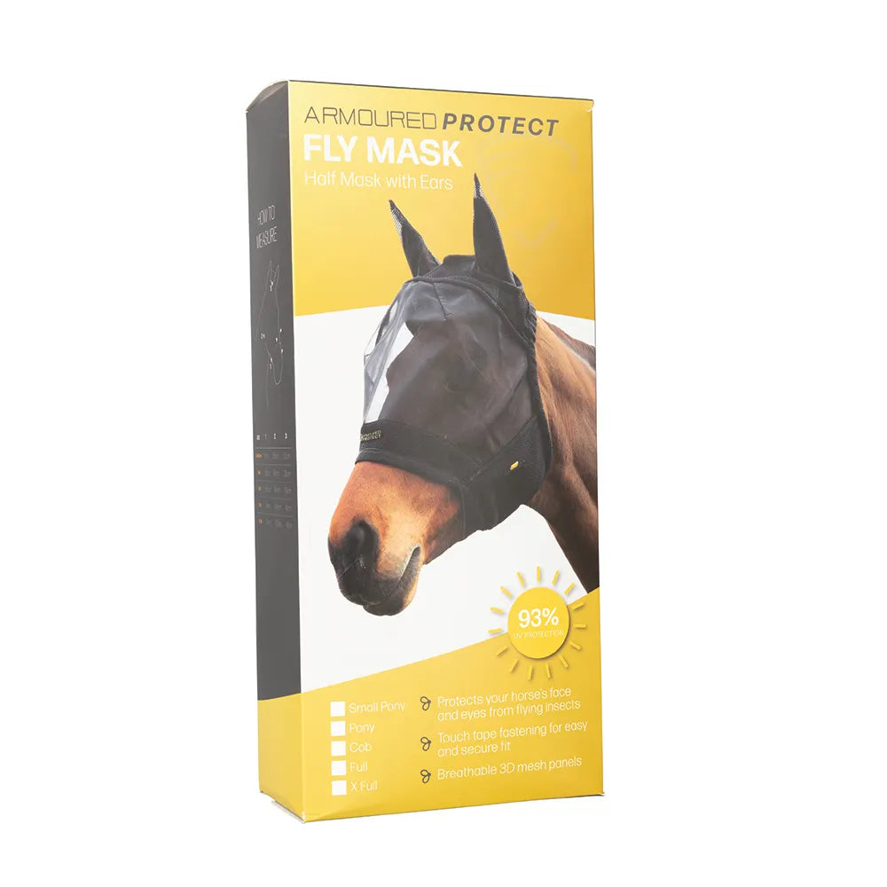 Hy Equestrian Armoured Protect Half Mask with Ears
