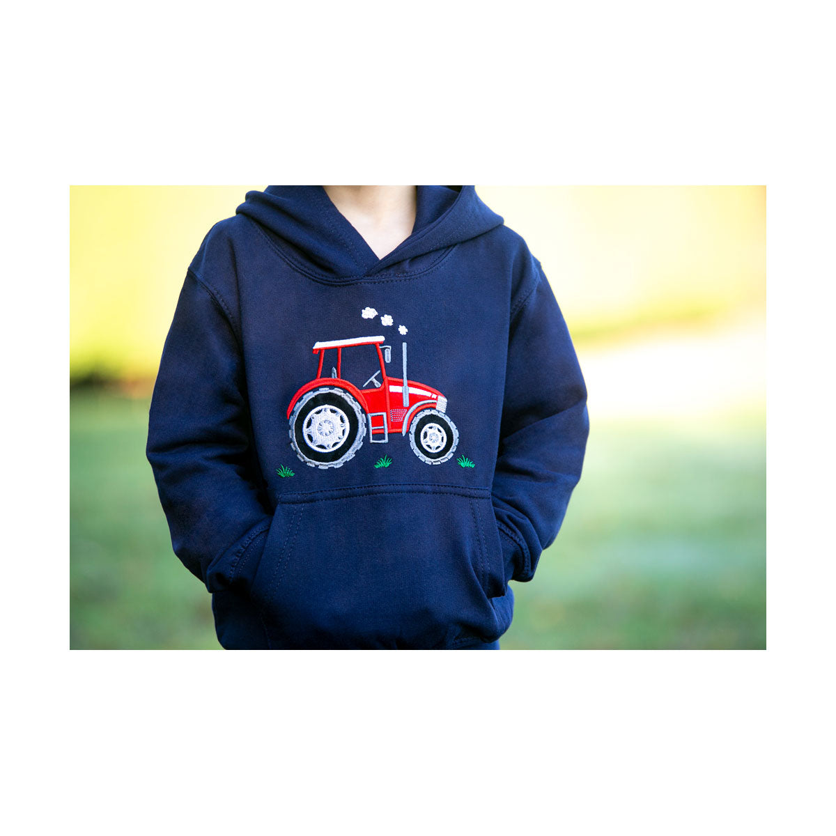 British Country Collection Big Red Tractor Childrens Applique Hoodie