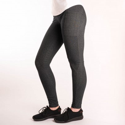 High-Waist Pocket Denim Look Silicone Knee Tights