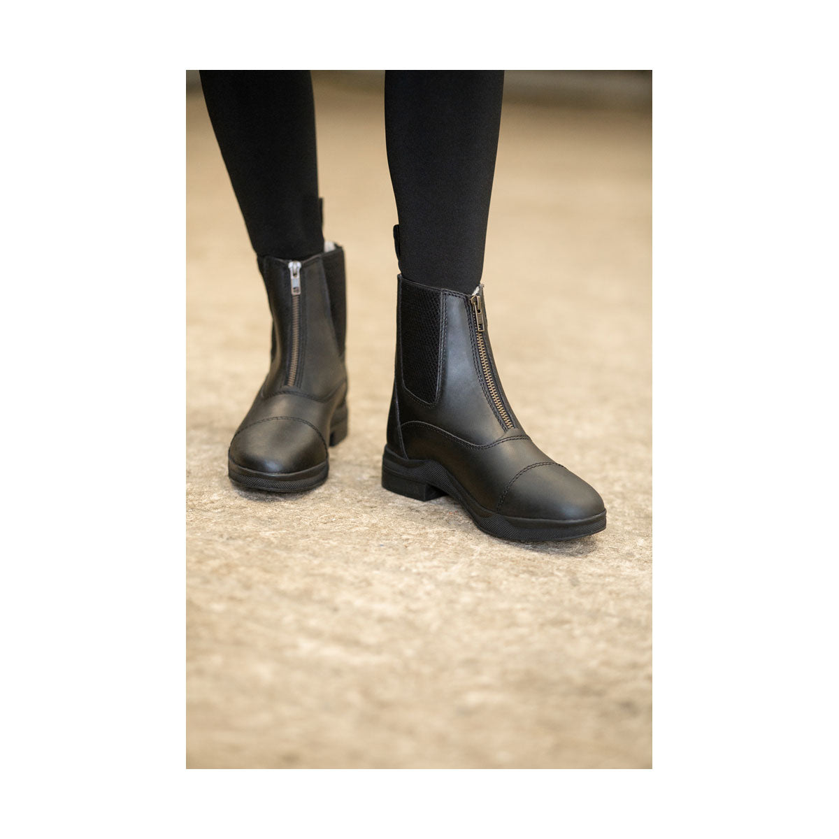 Hy Equestrian Fleece Lined Wax Leather Zip Jodhpur Boot