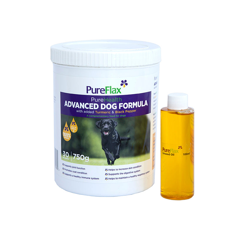 Pureflax PureHealth Advanced Dog Formula - With Added Turmeric & Black Pepper